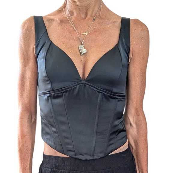 Jason Wu Black Corset Bustier Top Size S Satin Structured Sleeveless Evening - Picture 4 of 7